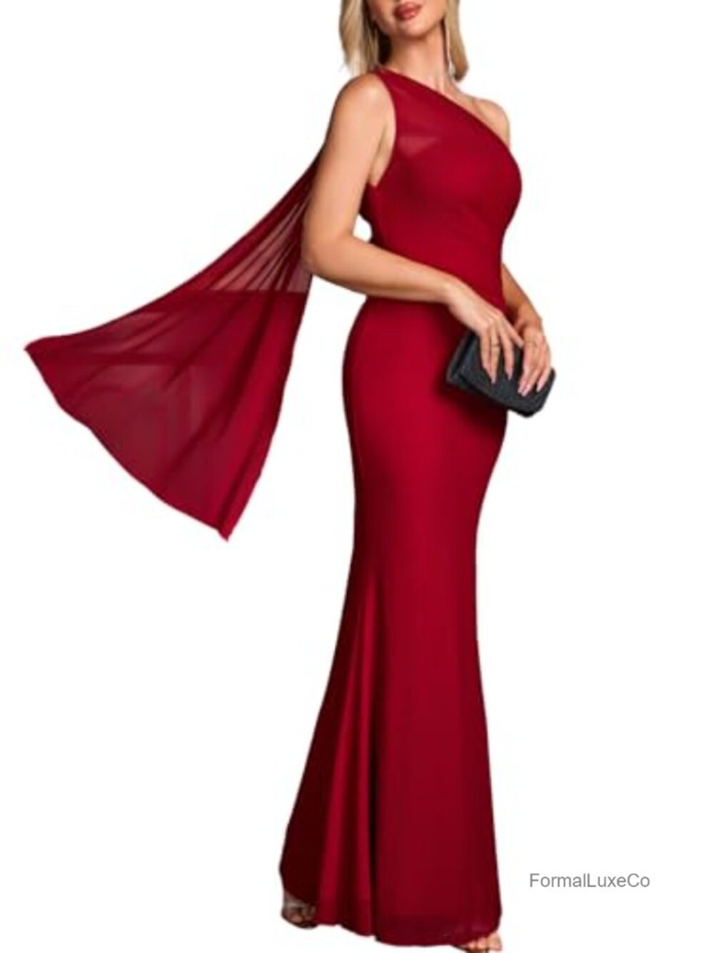 One Shoulder Bodycon Maxi Formal Wedding Guest Dress